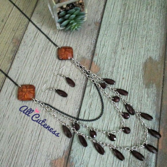 🎀 Beaded Necklace with Earrings (NWOT) - Picture 1 of 3